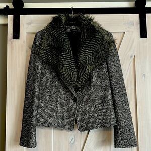 Ann Taylor Blazer with Removable Faux Fur Collar, size 14